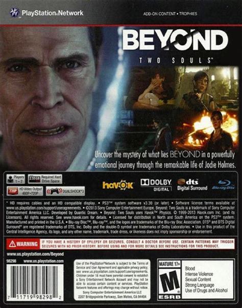 Sony Beyond Two Souls Playstation 3 Video Game 1 2 Players Adventure