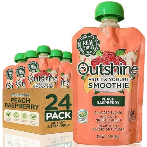 Outshine Fruit And Yogurt Smoothie Peach Raspberry 24 Pack Of 3 5oz Fruit And Yogurt Pouches