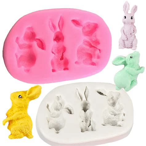 Molde De Silicona De Conejo De Pascua De Pie 3d Herramienta De Decoración Para Hornear De