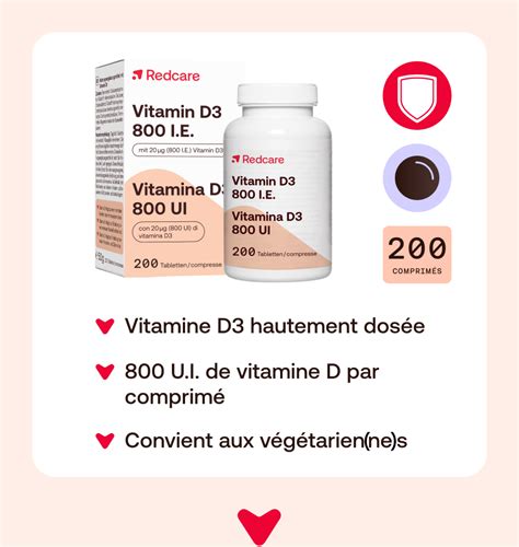 Redcare Vitamine D3 800 I E 1 1 GRATUIT 2x200 Pc S Farmaline