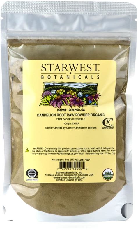 Amazon Starwest Botanicals Organic Dandelion Root Powder Ounces