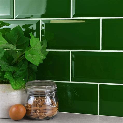 Bottle Green Metro 200 X 100 Glazed Ceramic Wall Kitchen Tiles Of London