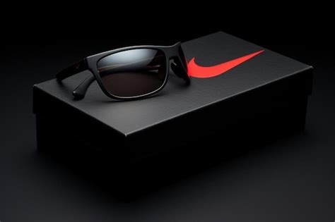 Premium AI Image | black nike brand sunglasses box isolated on a black ...