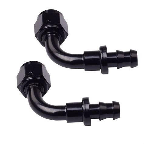 2pc Universal 90 Degree Push Lock Hose End Fitting Adaptor An6 6an Black Ebay