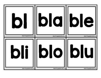 Silabas Trabadas Picture Cards Bla Ble Bli Blo Blu By Spanish Profe