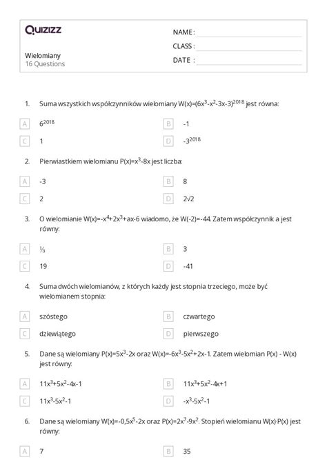 Ponad Pierwiastki Trzeciego Stopnia Arkuszy W Quizizz Darmowe I Do