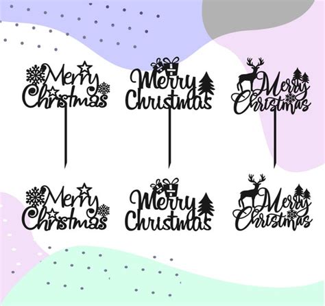 Merry Christmas Cake Topper Svg File Christmas Wreath Svg Etsy