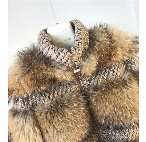 Special Offer Genuine Fur Jackets Warm Real Raccoon Fur Coat Tweed