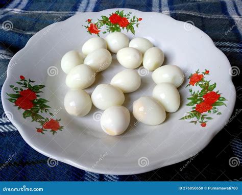 Quail Egg Satay Or Masakan Sate Telur Puyuh On The Plate Stock Photo