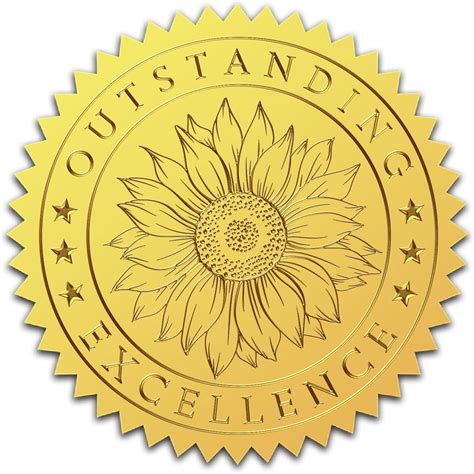 Craspire 2 Gold Foil Embossed Stickers Sunflower Outstranding Excellence