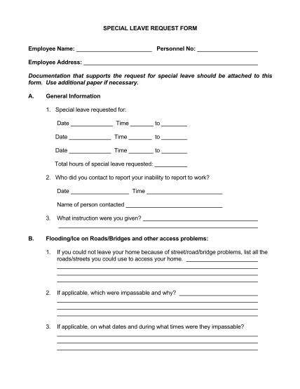 Fillable Leave Form Printable Forms Free Online