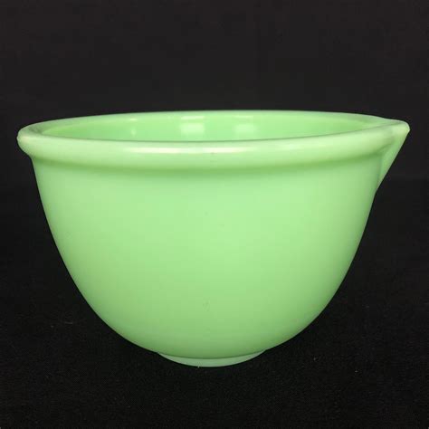 Vintage Jadeite Uranium Thick Glass Mixing Bowl With Spout Etsy