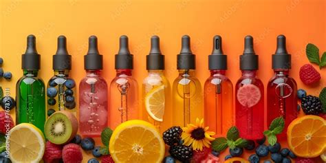 Colorful ecigarettes with fruit flavors representing vaping and ...