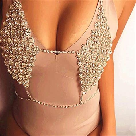 Asooll Sexy Crystal Body Chain Bra Jewelry Party Nightclub Bikini