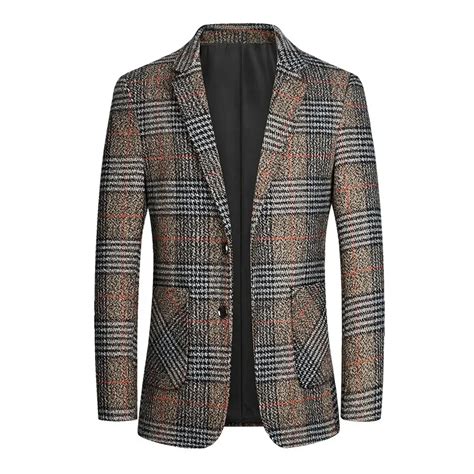 Blazers Casuais De Neg Cios Masculinos Top Nico Roupa Justa Trend Coats