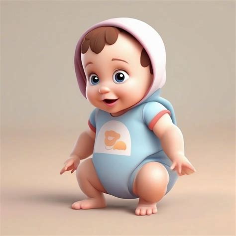 Premium Photo Vector Cute Baby Crawling Cartoon Character 3d Design