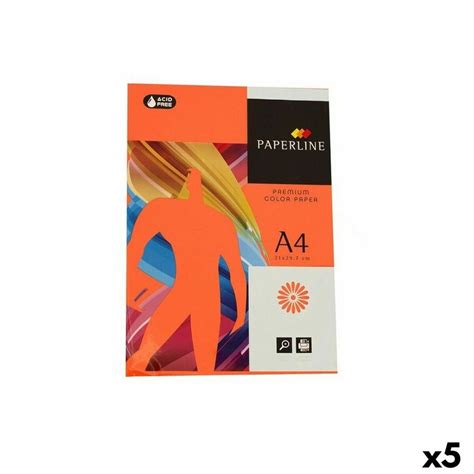 Papel Para Imprimir Fabrisa Paperline A4 500 Hojas Naranja 5 Unidades