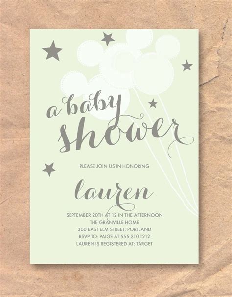 Printable Disney Baby Shower Invitation Mickey Balloons Etsy