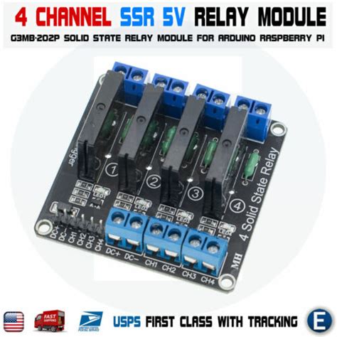 4 Channel 5V DC Relay Module Solid State Low Level SSR G3MB 202P 2A For