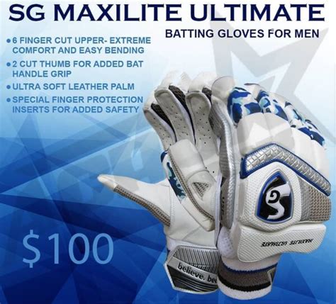 Sg Maxilite Ultimate Batting Gloves Men Rh Oval Sports