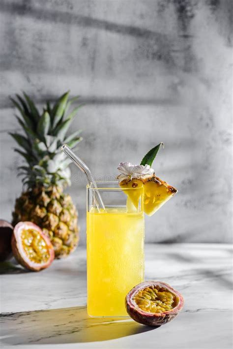 Pineapple With Passion Fruit Juice Stock Image Image Of Pineapple White 264751839