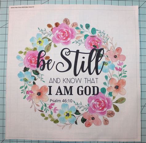 Psalm 46 10 Bible Verse 100 Cotton Fabric Panel Square Small Quilting