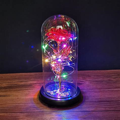 Led Light Up Roses Rose Led Lights Beautiful Glass Dome Rose