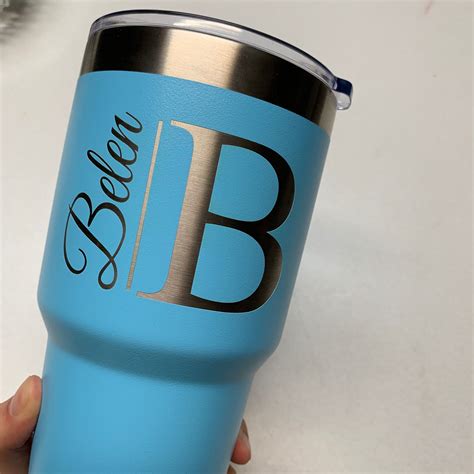 30 Oz Personalized Initial Coffee Tumbler Iced Coffee T Etsy