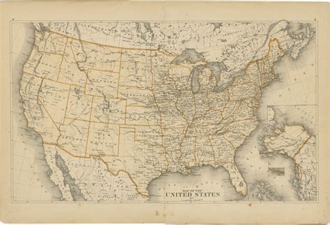 1874 Map of the United States with Territorial Boundaries For Sale at