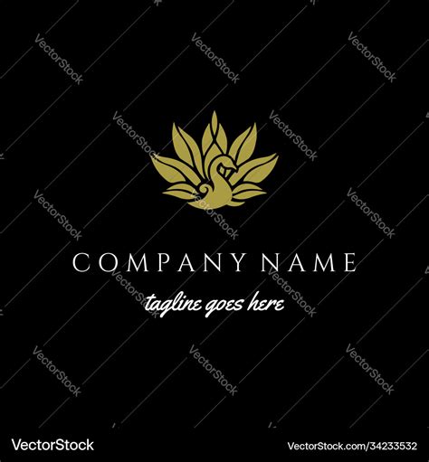 Elegant Luxury Golden Bird Peacock Logo Design Vector Image