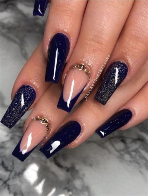 Elegant Navy Blue Nail Colors And Designs For A Super