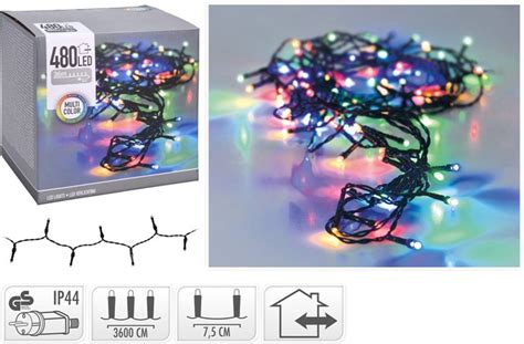 Julelys Lysslynge med 480 fargede LED lys på 36 meter 220volt ute