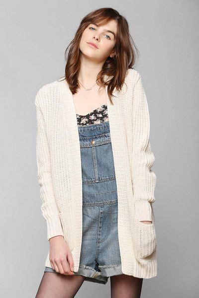 Urban Outfitters Bdg Marled Openfront Cardigan In White Ivory Lyst