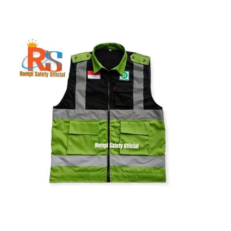 Jual Rompi Safety Bahan Drill Vest Kombinasi Warna Model Kerah Warna