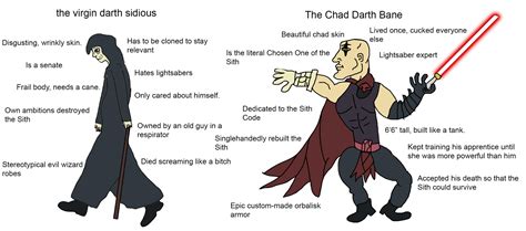 Virgin Darth Sidious V Chad Darth Bane Virgin Vs Chad Know Your Meme