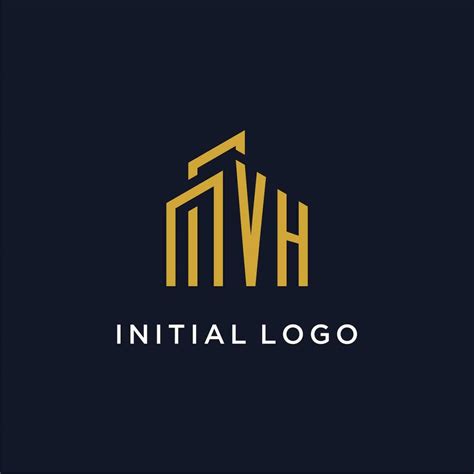 Vh Initial Monogram With Building Logo Design Vector Art At