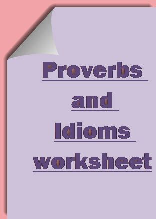 4th grade english idioms and proverbs worksheets