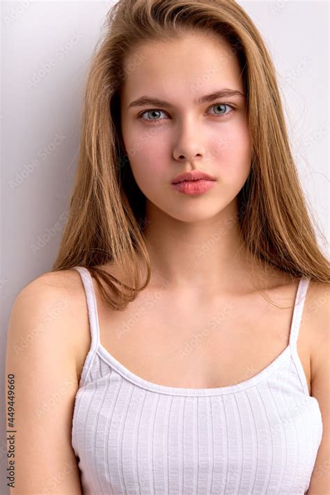 Awesome Caucasian Female With Natural Long Brown Hair Posing At Camera