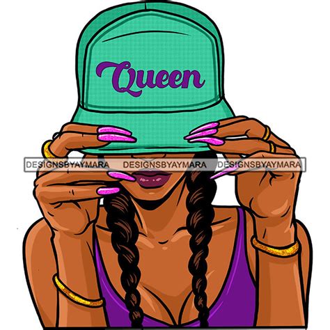 Latina Woman Wearing Baseball Hat Cap Queen Long Nails Sexy Etsy