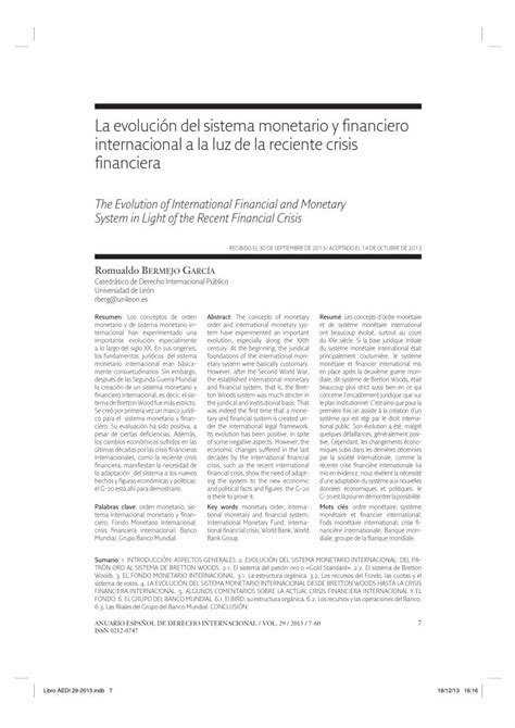 PDF La evolución del sistema monetario y financiero ANUARIO