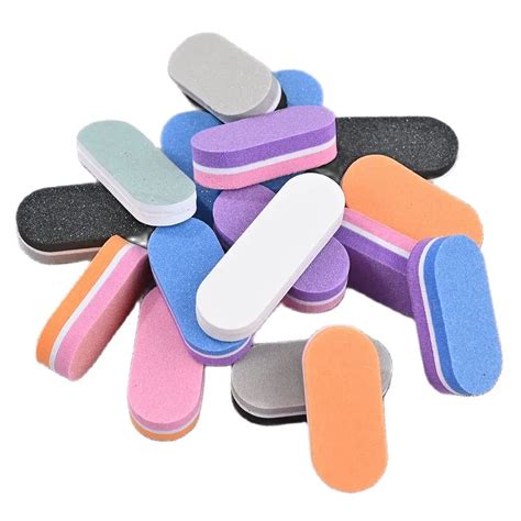 Pcs Mini Oval Nail File Blocks Double Sided Colorful Sponge