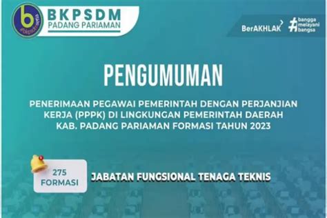 Pemkab Padang Pariaman Buka Penerimaan Pppk Bagi Jabatan