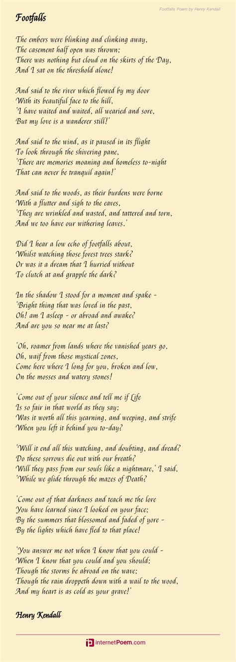 Footfalls Poem By Henry Kendall