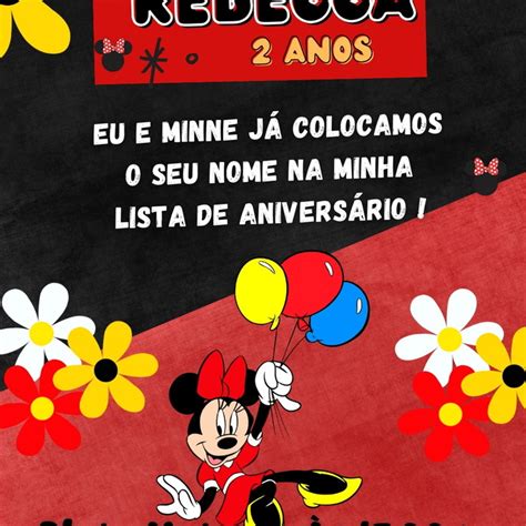 Convite Minnie Vermelha Interativo Digital Envio Rápido Elo7