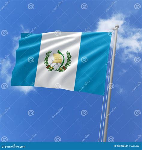 Guatemala Flag Fluttering In The Wind On Sky Stock Image Image Of Holiday Independence