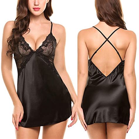 Mitankcoo Women Lingerie V Neck Nightwear Satin Sleepwear Lace Chemise