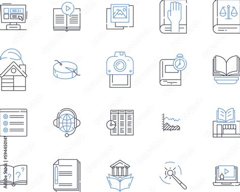 Political Science Line Icons Collection Democracy Governance Power