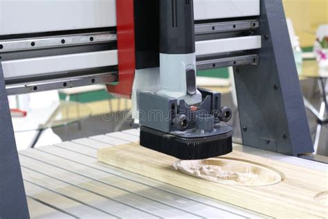 Milling A Wooden Board Cnc Woodworking Machine Stock Photo Image Of