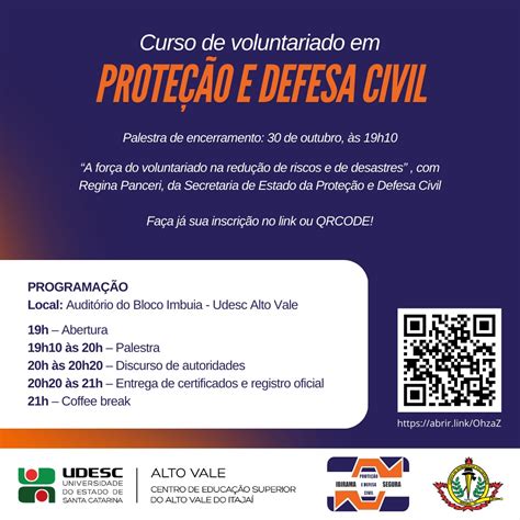 Notícia Palestra na Udesc Alto Vale encerrará curso de voluntariado