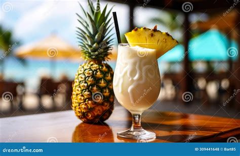 Refreshing Tropical Pina Colada Cocktail With A Creamy Texture And